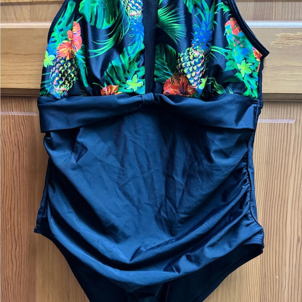 Black and Green One Piece Swimwear with Sleek Finish